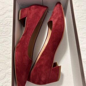 Franco Sarto red suede pumps
